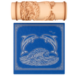 z1.png Dolphin Wave Texture Roller STL File – Ocean Scene Design for Clay, Pottery & Fondant