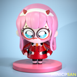 01.png Niedliche Chibi Zero Two - Darling in the FranXX Anime Figur - für den 3D-Druck