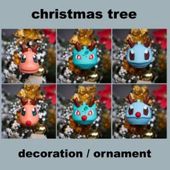 kanto-starters-reindeer-square.jpg Pokemon Kanto Starters Christmas Tree Decor/Ornament