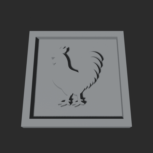 Rooster Square – 3D Printable Game Token