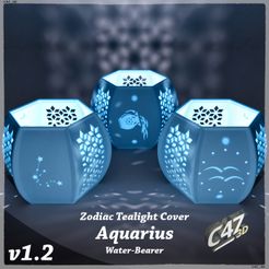Zodiac Tealight Cover Ca Water-Bearer Aquarius (Water-Bearer) Zodiac Tealight Cover