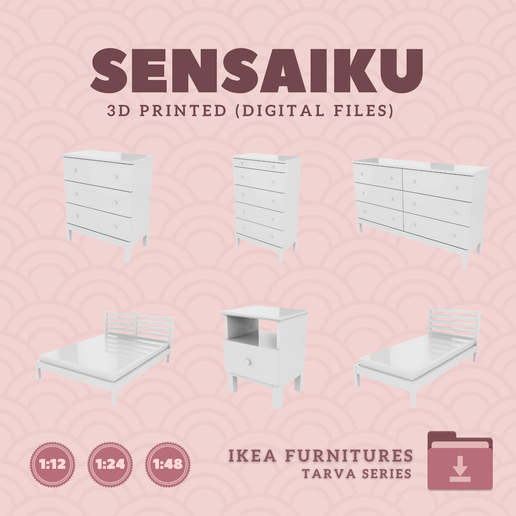 Miniature Replica 109. TARVA Series Compilation for Miniature Dollhouse - IKEA - 3D Print Instant Download 3D model