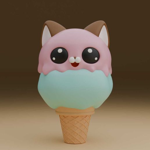 🧊 Ice cream cat・ STL File for 3D printing・Cults