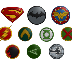 JLA.png Fichier STL Justice League - DC Multiverse Stand Bases Set・Design à télécharger et à imprimer en 3D
