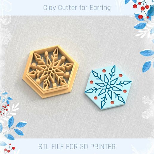 Snowflake Clay Cutter, Winter Earring Cutters, Christmas Clay Cutters, Mini Clay Cutters 3 Sizes 3D model