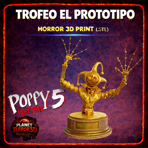 The Prototype Trophy - Poppy Playtime 5 Inspired 3D Printable Trophy (STL) / Trofeo del Prototipo - Versión Inspirada en Poppy Playtime 5 Trofeo 3D Printable (STL)