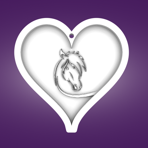 Key pendant, heart, horse 3D model