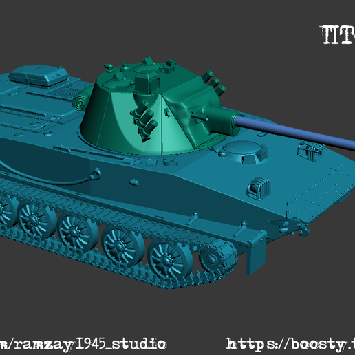 🪖 PT-76-57 Russian experimental amphibious tank 1:100・ STL File
