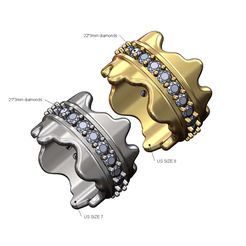 Drip-3mm-diamonds-band-size7-8-00.jpg STL file Dripping wide 3mm diamonds eternity band US sizes 7 8 3D print model・3D printable model to download