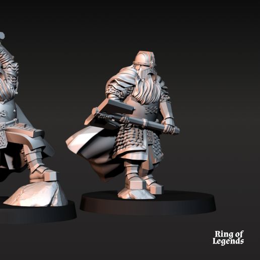3D file 3x Kalak Dwarf King Guard | Kalak Dwarves | Fantasy | Ring of ...