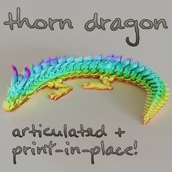 dragon0001.jpg Thorn Dragon - Cute Wiggle Articulated Flexi Lizard - High Detail Print in Place!