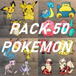 pack 50 pokemon.jpg Archivo 3D Paquete de 50 adornos Pokémon・Objeto para impresora 3D para descargar