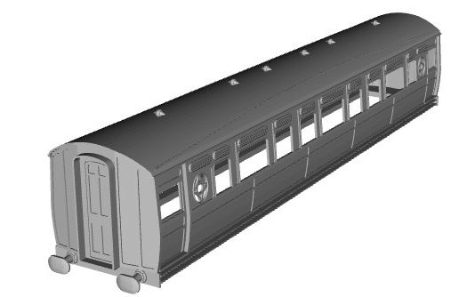 District Railway LTSR composite Coach 1/87 scale 3D model