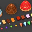 2.jpg Миниатюрные десерты 3D модели STL | Конфеты, торты и выпечка Печатный набор продуктов питания
