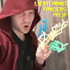 lightningFingers_1.png STL file Lightning Fingers Cosplay Prop. Finger Mounted Electric Bolts for Cosplay as Emperor Palpatine, Static Shock, Halloween Costume・Model to download and 3D print, mechengineermike