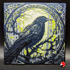 raven-1.png Moonlit Raven, Pintura Hueforge, Placas de Arte, ErickDRedd 3D Diseños