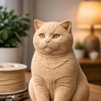 bsh1.png Gato Británico de Pelo Corto STL - Modelo de Impresión 3D Realista de Gato Sentado - Figurilla para Decoración del Hogar - FDM Amigable - Alto Detalle 0.15mm Capa Optimizada