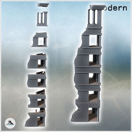 2.jpg Ruined corner building with brick base and columns (13) - Modern WW2 WW1 World War Diaroma Wargaming RPG Mini Hobby