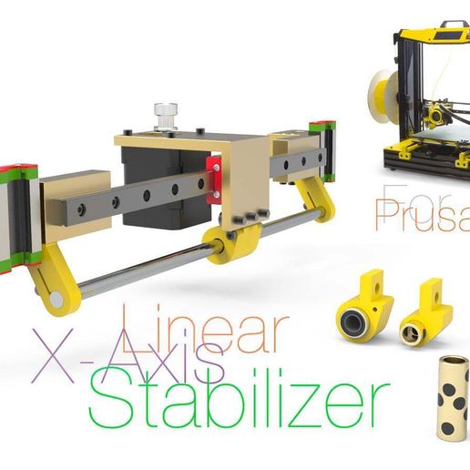 Linear X-Axis Stabilizer for Prusa i4 - 3D model önizlemesi