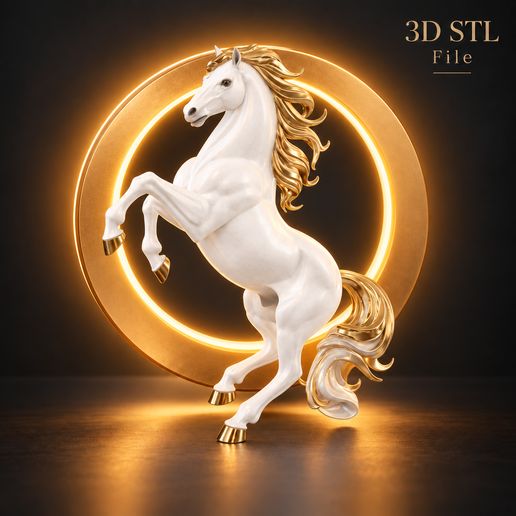 Majestic Rearing Horse Sculpture – Elegant Stallion Statue – 3D Printable STL