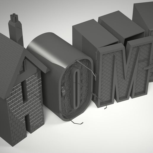STL file Home Ornamental Letters with House Design 🏠 (OBJ and 3MF ...