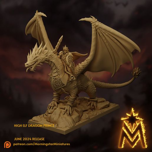 1a-High-Elf-Dragon-Prince-32mm-Front.jpg High Elf Dragon Prince | Presupported Miniature