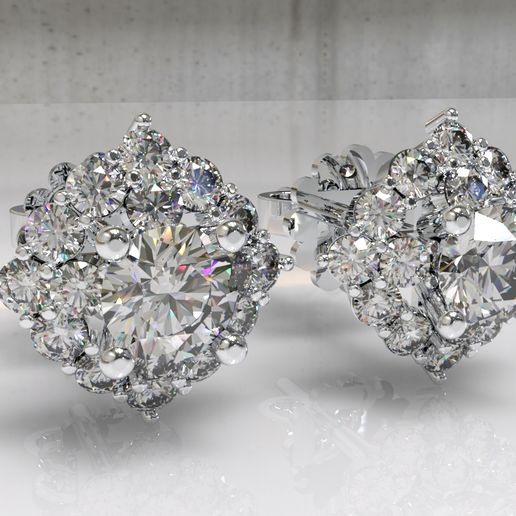 ER1.298.jpg Timothée Diamant Oreille 3D BijouxModèle Imprimable 3D ER4