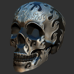 fireskull1.PNG STL file Flame Skull・3D print model to download, ChaosCoreTech