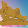 1.png Lions hunting Buffalo 3D MODEL STL FILE FOR CNC ROUTER LASER & 3D PRINTER