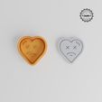 product_5894-02_overview.jpg Heart Emoji Cookie Cutter & Stamp, Dead Face Design, Set of 6, S/M/L Sizes, Perfect for Fondant