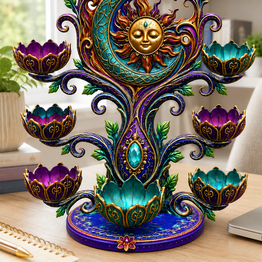 Celestial Sun and Moon Organizer STL File for 3D Print