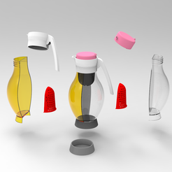 rendu-carafe-à-deux-bols.png Fichier STL Carafe with two bowls・Design pour impression 3D à télécharger