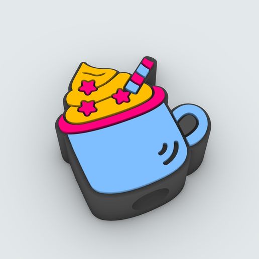 Straw Topper iced soda coffee with straw Fits Standard & Stanley Straws | STL, 3MF pre-painted - 3D model önizlemesi