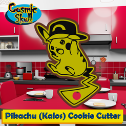 025-Pikachu-Kalos-2D.png Archivo STL Cortador de galletas Pikachu (Kalos)・Modelo de impresión 3D para descargar, CosmicSkull