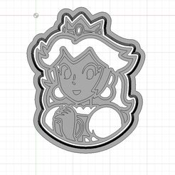 Peach-1.jpg STL file Mario Bros Peach Cookie and Fondant Cutter with Embosser・3D printer design to download