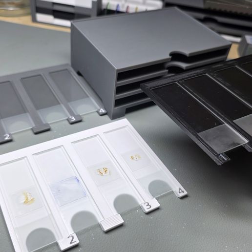 🛝 Slide tray with shelf, microscope,・ STL File for 3D printing・Cults