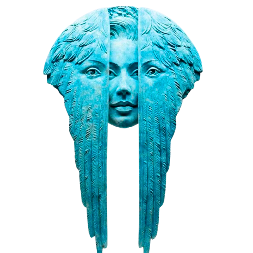 Angel Guardian Face with Wings Sculpture