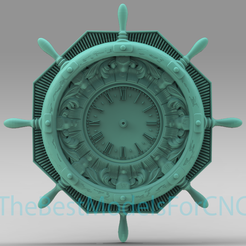 Ship-Helm-Clock.png 3D Model STL File for CNC Router Laser & 3D Printer Ship Helm Clock