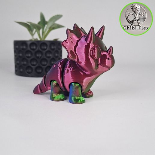 7.jpg Flexi Mini Triceratops | Print In Place | No Supports