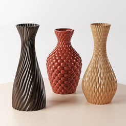 3D-prints-abstract-vessels.png Fichier STL Vases abstraits imprimés en 3D - Ensemble de 3 modèles・Modèle imprimable en 3D à télécharger