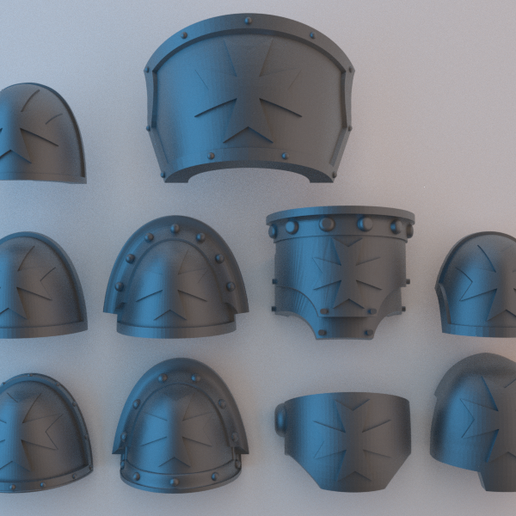 Space Marine Shoulder Pads - Black Templars 3D model