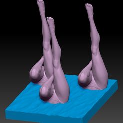 wwith-base.jpg OBJ file ARTISTIC SWIMMING with water base・3D print model to download, LeTranh