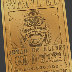 wanted20.png Archivo STL gol d. roger cartel de se busca - one piece・Plan imprimible en 3D para descargar
