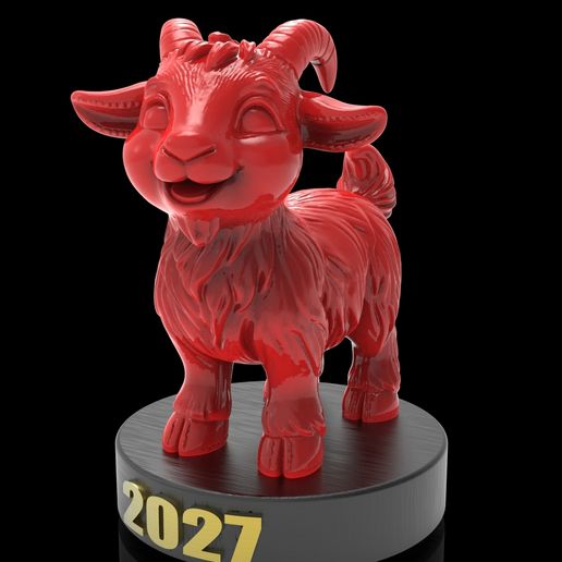 Cute Goat 2027 STL – Year of the Goat New Year Figurine