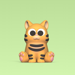 Cod2523-Tiger-Big-Eyes-1.png Fichier 3D Tigre aux grands yeux・Design pour impression 3D à télécharger