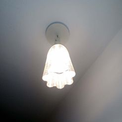 on.jpg STL file Ghost hanging lamp for a LED E27 light bulb・3D printable design to download