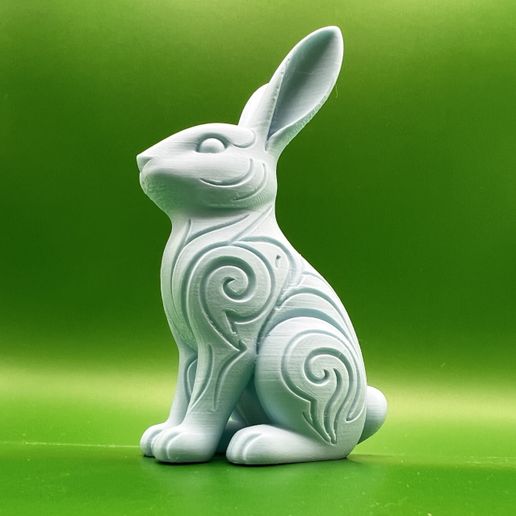 🐇 Elegant swirl rabbit sculpture・ STL File for 3D printing・Cults
