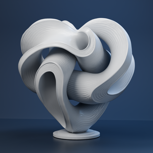 Twisted Ribbon Knot Sculpture – Sculptural Modern Decor STL