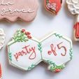 double-hexagon-floral-cookie-cutter.jpg 4 sizes - Hexagon Duo Floral Greenery Plaque Cookie Cutter - Sharp, clean cutting edges!