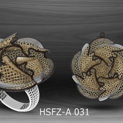 HSFZ-A-29-Copy.jpg STL file Gold Ring Earring and Pendant R31・3D printable model to download